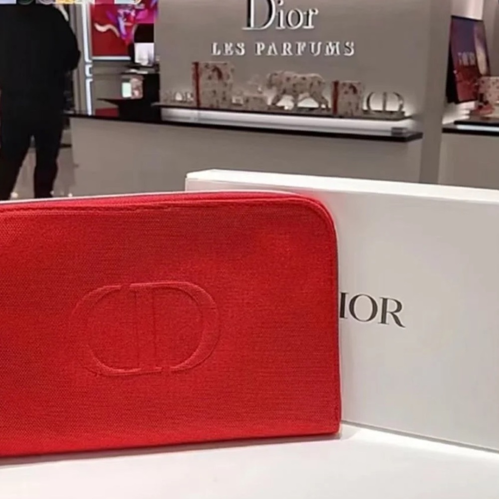 Christian Dior  Red Zipper cosmetic bag